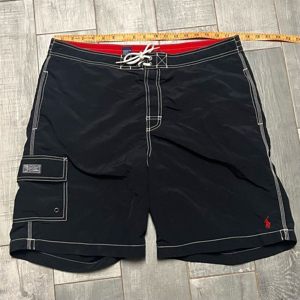 Vtg 90s Polo Ralph Lauren Hybrid Lined Swim Cargo Contrast Board Navy Short L